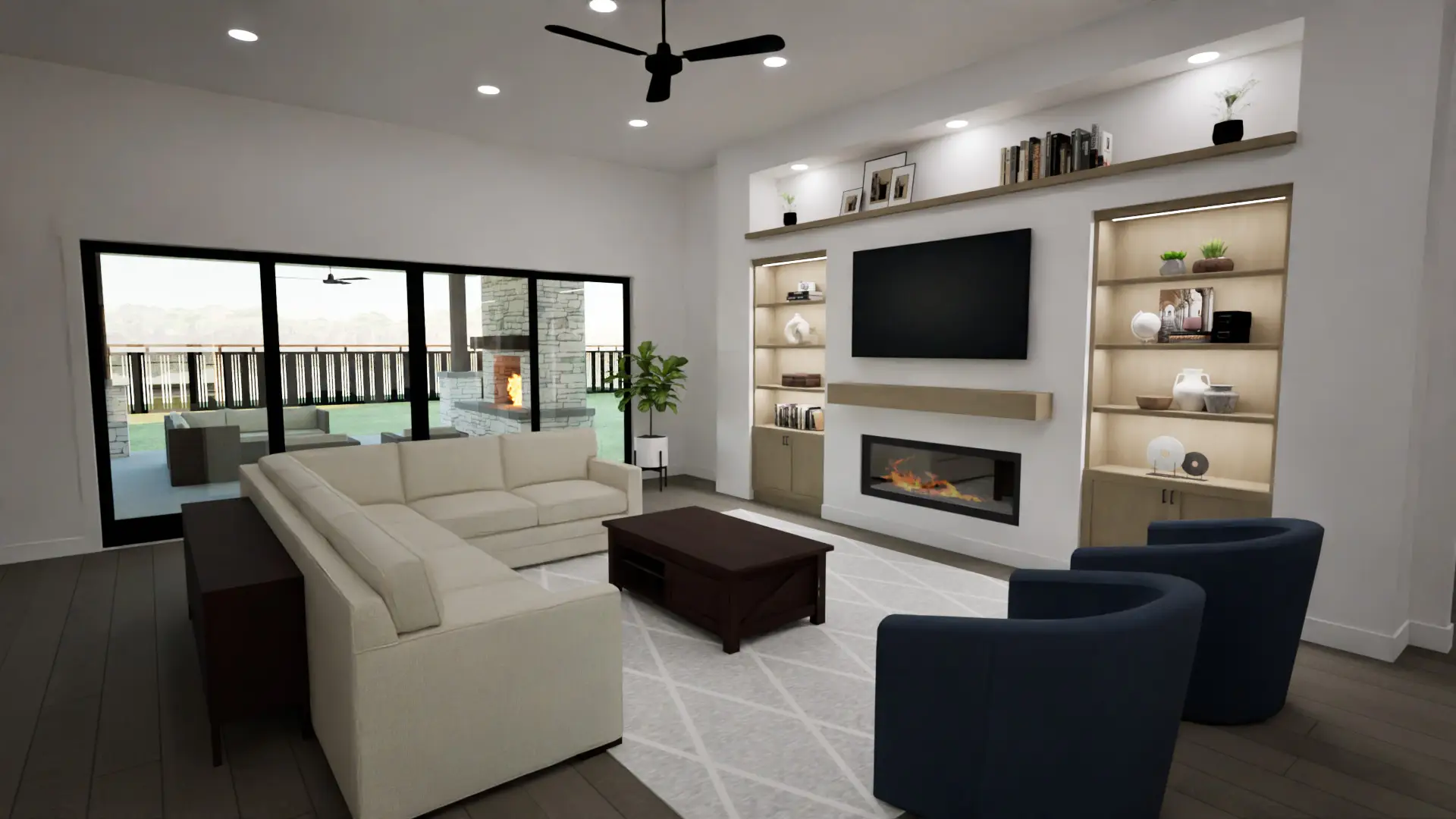 Innovative Home Building and Architectural Design in Boise - Spacious interior living room with modern design, elegant furniture, and natural lighting for a warm and inviting atmosphere.